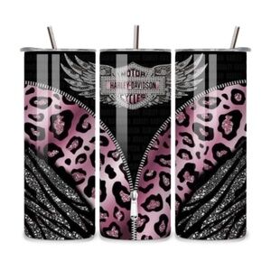 Harley Davidson Pink Leopard 20oz Stainless Steel Tumbler